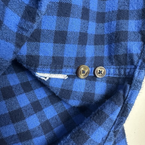 Abercrombie & Fitch Flannel Shirt Mens Medium Muscle Fit Blue Navy Buffalo Plaid - Picture 4 of 8